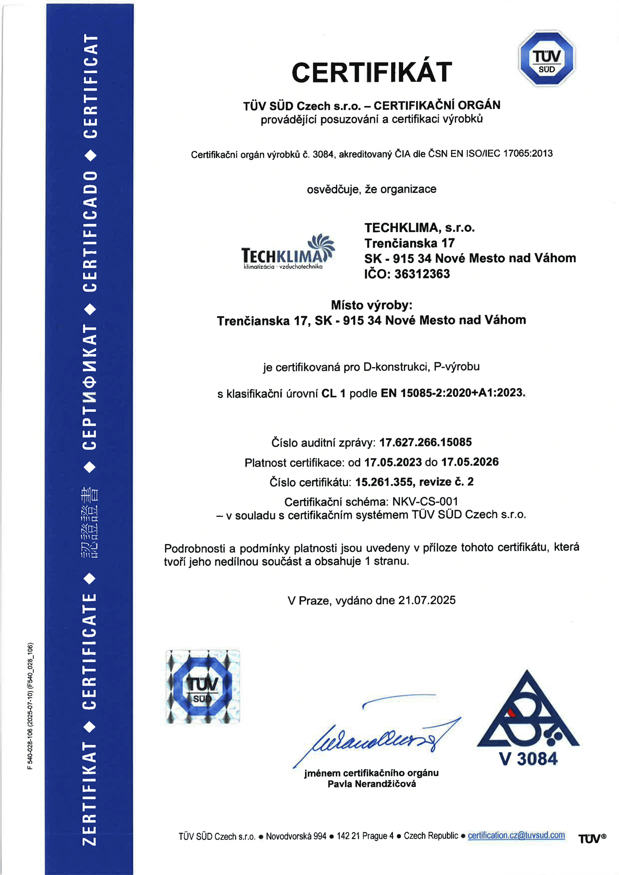 Certifikat Techklima