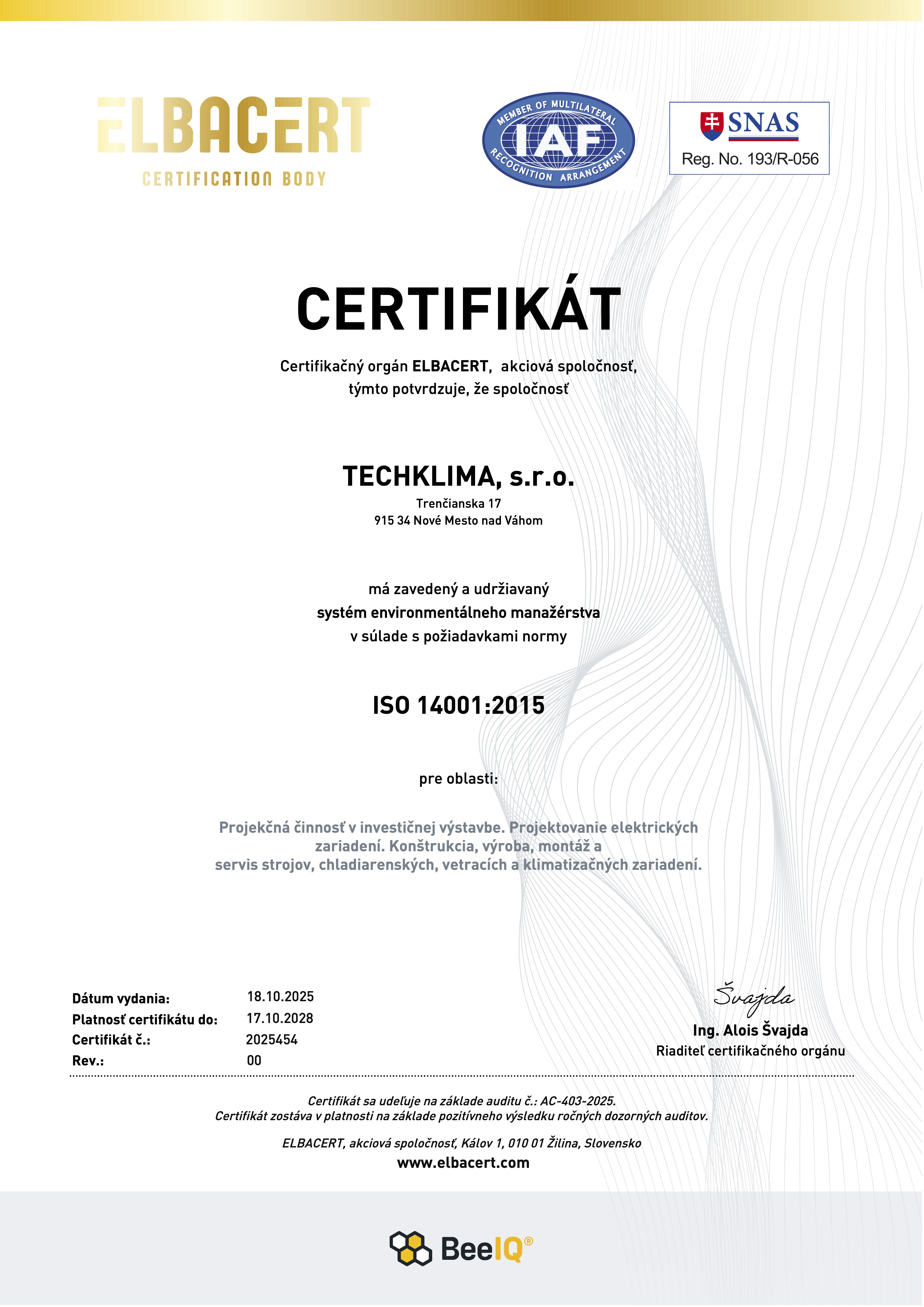 Certifikat Techklima