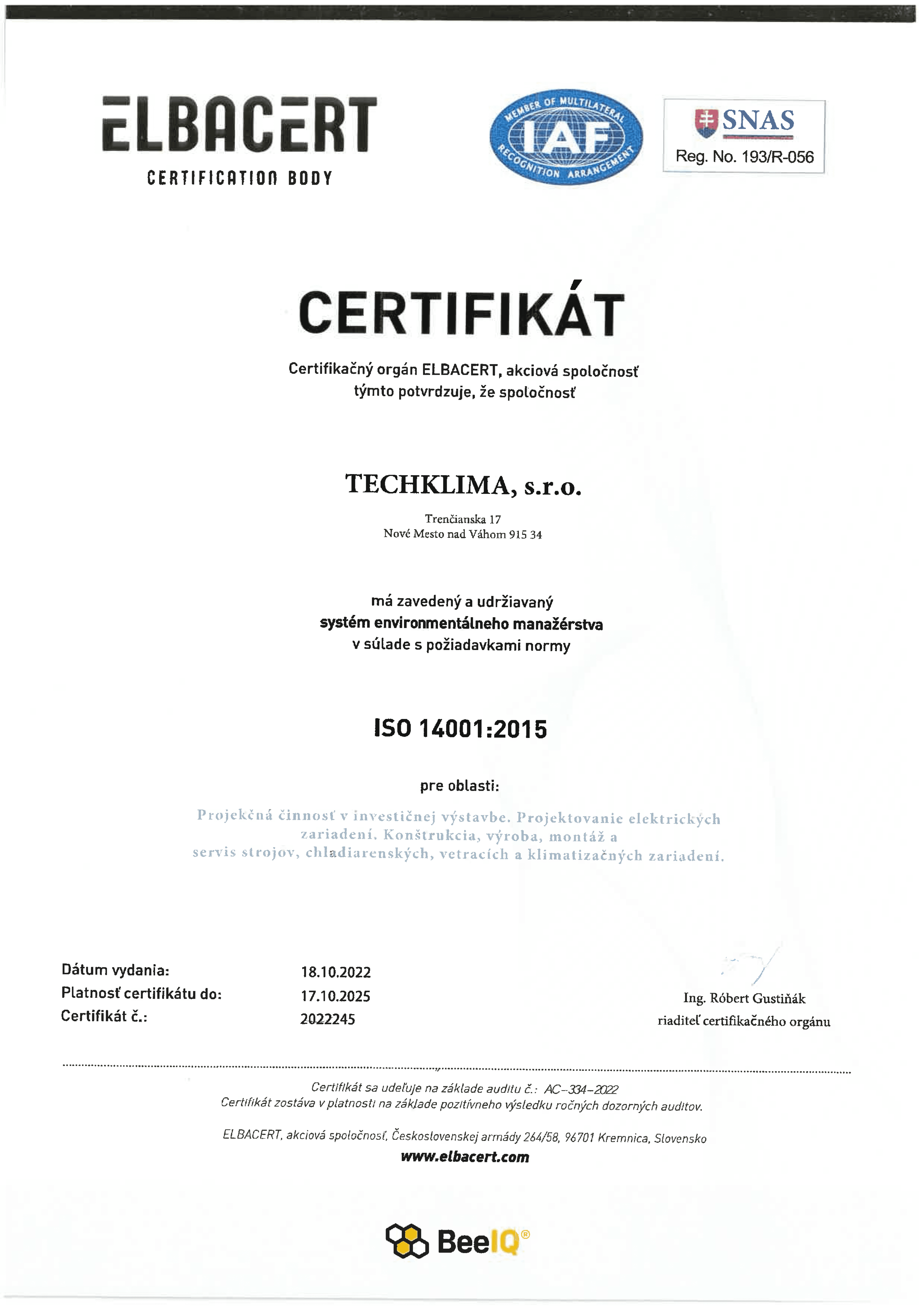 Certifikat Techklima